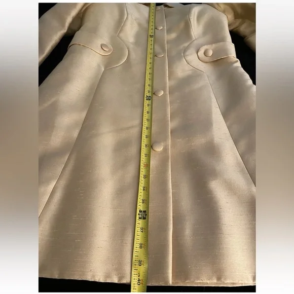 Vintage 1960s Ivory Silk Dress & Coat Set Jackie O Style Nordstrom Designer - Picture 7 of 14